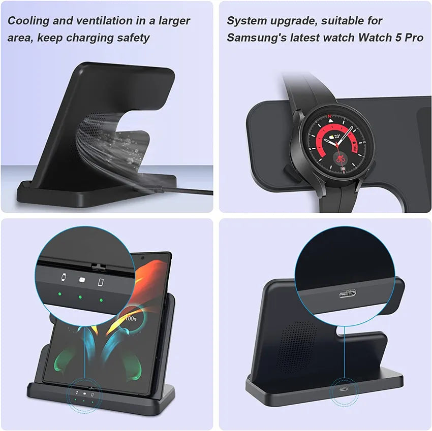 3 In 1 Wireless Charger  Fast Charging Dock Station