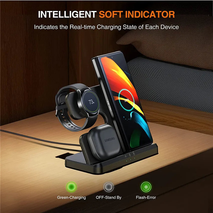 3 In 1 Wireless Charger  Fast Charging Dock Station